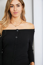 Load image into Gallery viewer, Culture Code Buttoned Off-Shoulder Ribbed Top