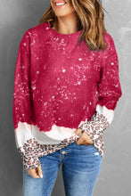 Load image into Gallery viewer, Leopard Contrast Drop Shoulder Sweatshirt
