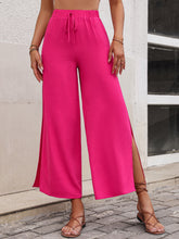 Load image into Gallery viewer, Hot Pink Slit Casual Cropped Flowy Pants
