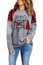 Load image into Gallery viewer, Christmas Mixed Print Letter Graphic Raglan Sleeve Top