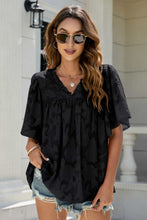 Load image into Gallery viewer, Applique Frill Trim Flutter Sleeve Blouse