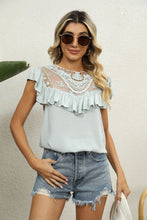Load image into Gallery viewer, Spliced Lace Ruffled Blouse