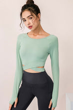 Load image into Gallery viewer, Crisscross Raglan Sleeve Cropped Yoga Top