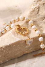 Load image into Gallery viewer, Freshwater Pearl Heart Charm Bracelet