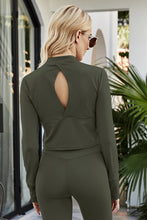 Load image into Gallery viewer, Cutout Spliced Turtleneck Yoga Top