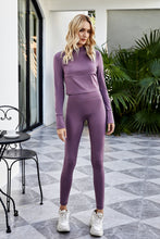 Load image into Gallery viewer, Cutout Spliced Turtleneck Yoga Top