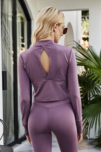 Load image into Gallery viewer, Cutout Spliced Turtleneck Yoga Top
