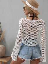 Load image into Gallery viewer, Openwork Flare Sleeve Cropped Cover Up