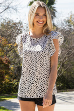 Load image into Gallery viewer, Printed Round Neck Flutter Sleeve Top