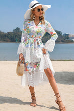 Load image into Gallery viewer, Floral V-Neck Layered Spliced Lace Dress