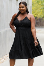 Load image into Gallery viewer, White Birch Full Size Metallic Crochet Lace Detail Midi Dress