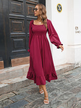Load image into Gallery viewer, Smocked Ruffle Hem Flounce Sleeve Dress