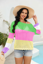 Load image into Gallery viewer, Color Block Boat Neck Sheer Cover Up