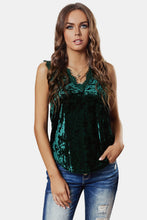 Load image into Gallery viewer, Lace Trim Velvet Cami Top