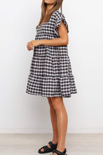 Load image into Gallery viewer, Ruffled Plaid Tiered Swing Dress