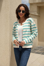 Load image into Gallery viewer, Striped Button Down Round Neck Cardigan