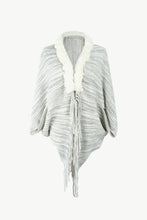 Load image into Gallery viewer, Heathered Dolman Sleeve Fringed Poncho