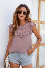 Load image into Gallery viewer, Crochet Spliced Lace Ruffled Top