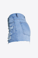 Load image into Gallery viewer, Full Size Distressed Bead Denim Shorts