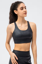 Load image into Gallery viewer, Faux Leather Double Crisscross Strap Sports Bra