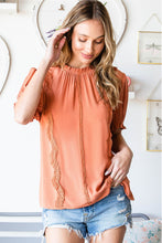 Load image into Gallery viewer, Frill Neck Short Flounce Sleeve Blouse