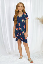 Load image into Gallery viewer, Girls Floral V-Neck Twisted Dress