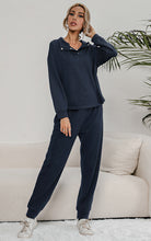 Load image into Gallery viewer, Snap Collar Top and Lounge Pants Set