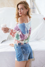 Load image into Gallery viewer, Tie Dye Raw Hem Dropped Shoulder Sweater
