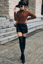 Load image into Gallery viewer, Cable-Knit Mock Neck Raglan Sleeve Sweater