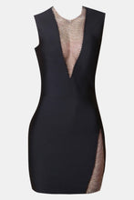 Load image into Gallery viewer, Rhinestone Detail Spliced Mesh Sleeveless Dress