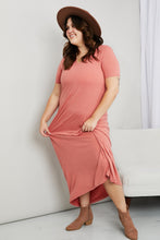 Load image into Gallery viewer, Zenana Full Size Short Sleeve V-Neck T-Shirt Dress with Pockets