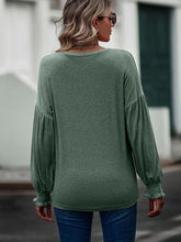 Load image into Gallery viewer, Round Neck Dropped Shoulder Flounce Sleeve T-Shirt