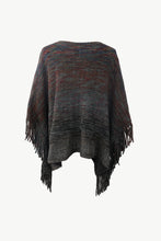 Load image into Gallery viewer, Heathered Boat Neck Fringed Poncho
