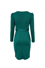 Load image into Gallery viewer, Tie Waist Side Split Surplice Dress