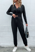 Load image into Gallery viewer, Twist Front Long Sleeve Top and Drawstring Waist Joggers Set