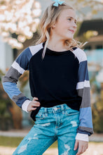 Load image into Gallery viewer, Girls Striped Raglan Sleeve Round Neck Top
