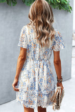 Load image into Gallery viewer, Printed Flutter Sleeve V-Neck Dress