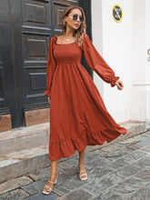 Load image into Gallery viewer, Smocked Ruffle Hem Flounce Sleeve Dress