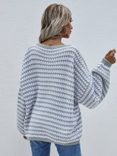 Load image into Gallery viewer, Striped Horizontal Ribbing Scoop Neck Sweater