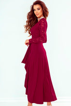 Load image into Gallery viewer, Lace High-Low V-Neck Dress