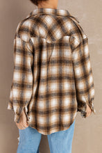 Load image into Gallery viewer, Plaid Curved Hem Button Down Shirt Jacket