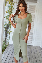 Load image into Gallery viewer, Button Down Square Neck Knit Midi Dress