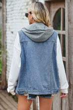 Load image into Gallery viewer, Sleeveless Denim Top with A Detachable Hood