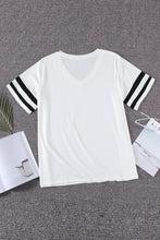 Load image into Gallery viewer, Plus Size Double-Striped Sleeve Tee