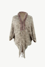Load image into Gallery viewer, Heathered Dolman Sleeve Fringed Poncho