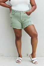 Load image into Gallery viewer, RISEN Katie Full Size High Waisted Distressed Shorts in Gum Leaf