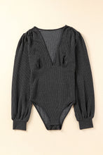 Load image into Gallery viewer, Pinstripe Deep V Ribbed Bodysuit