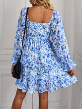 Load image into Gallery viewer, Floral Smocked Ruffle Hem Flounce Sleeve Dress
