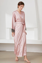 Load image into Gallery viewer, Contrast Lace Trim Belted Robe