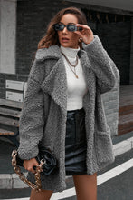 Load image into Gallery viewer, Button Front Lapel Collar Teddy Coat